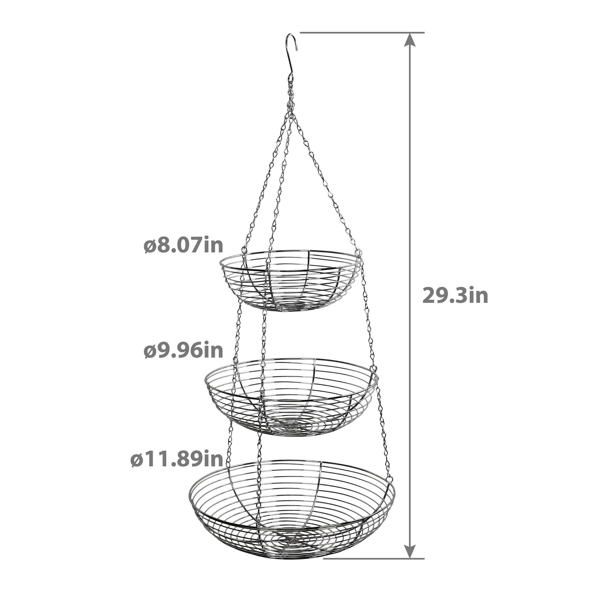 6 Pack: 12" Silver & Chrome 3-Tier Hanging Metal Basket